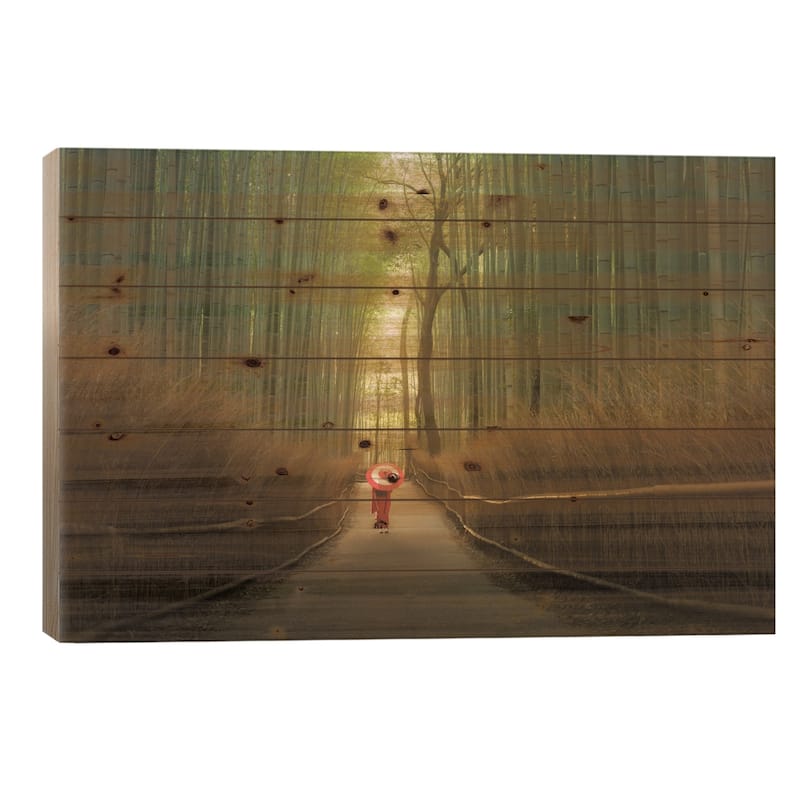 Bamboo Forest In Japan Print On Wood by Daniel Kordan - Multi-Color - 18x26x1.5