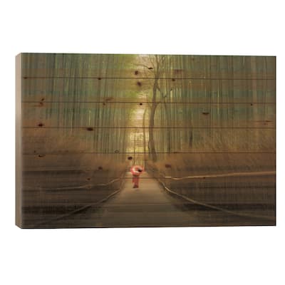 Bamboo Forest In Japan Print On Wood by Daniel Kordan - Multi-Color