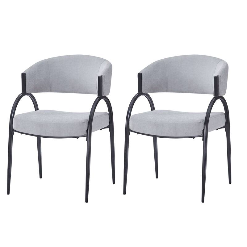 Modern Minimalist Upholstered Dining Chair Reception Chair with Curved Backrest and Metal Legs