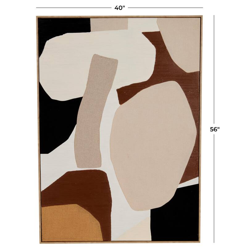 Wood Geometric Abstract Overlapping Circle Wall Art with Cream Accents - Brown - Roche River Decor