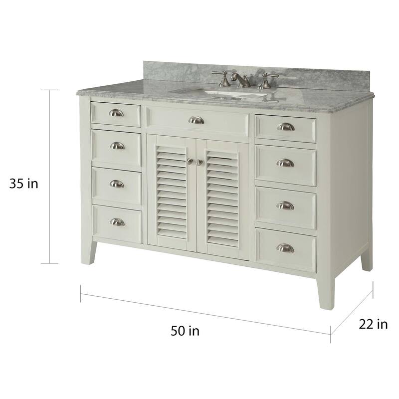 50" Benton Collection Kalani Shutter Blinds White Bathroom Sink Vanity