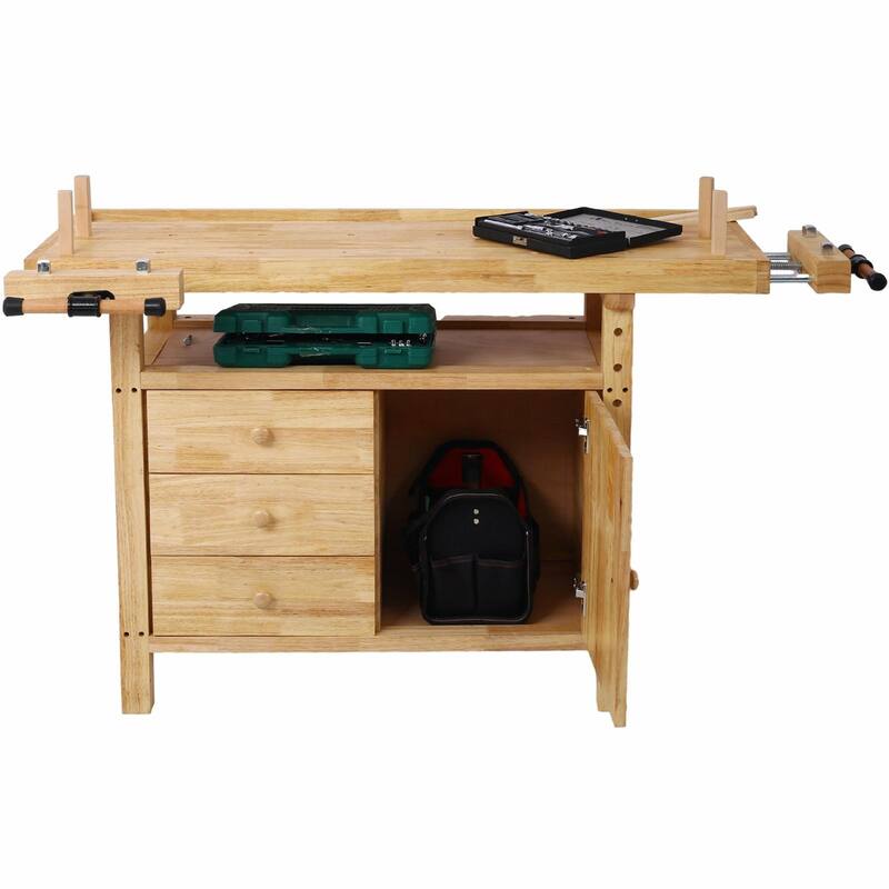 55-inch Wood Workbench for Garage Workshop and Home