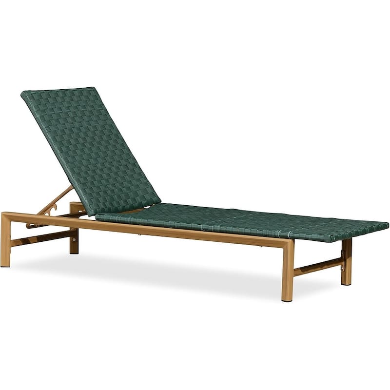 PURPLE LEAF Patio Chaise Lounge Rattan Chair Outdoor Pool Adjustable Recliner Wicker Lounger - Forest Green(1PC)