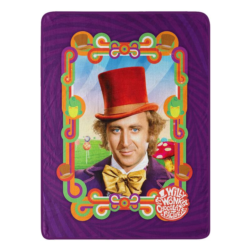 Warner Brothers Willy Wonka Wonderful Wonka Micro Raschel Throw Blanket