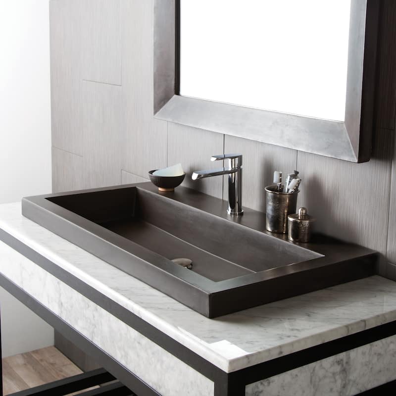 36" NativeStone Trough Drop-in Rectangular Bathroom Sink - 36" x 19" x 5"