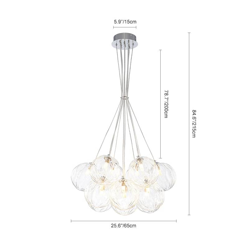 Chrome 13-Light Glass Globe Cluster Bubble Chandelier