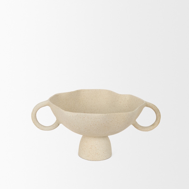 Radka Beige Textured Small Metal Decorative Bowl - 11.22 x 15.55 x 6.75