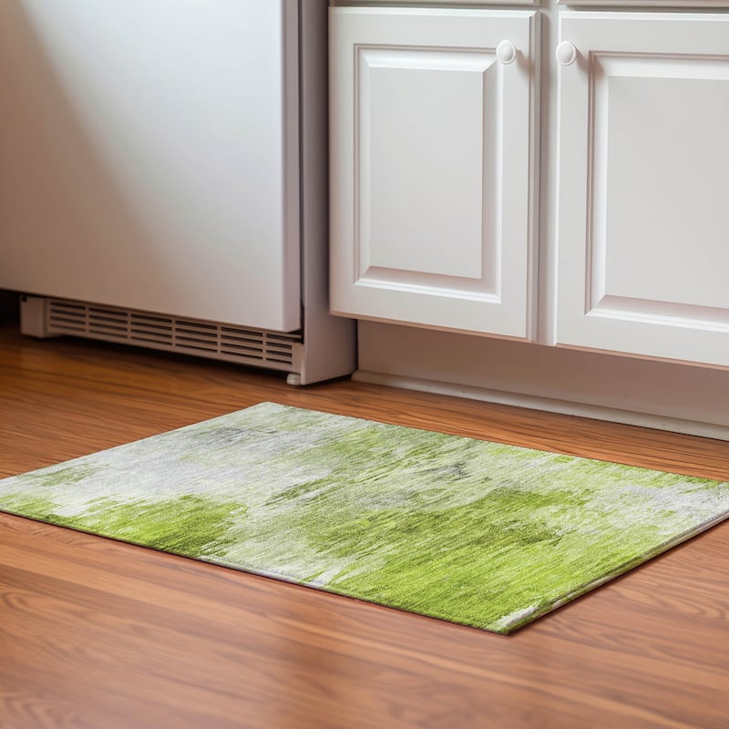 Premium Washable Super Soft Watercolor Mayfield Rug - Aloe - 1' 8" x 2' 6"