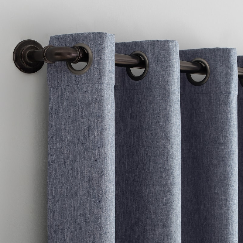 Sun Zero Tyrell Tonal Texture Draft Shield Fleece Insulated Total Blackout Grommet Curtain Panel, Single Panel