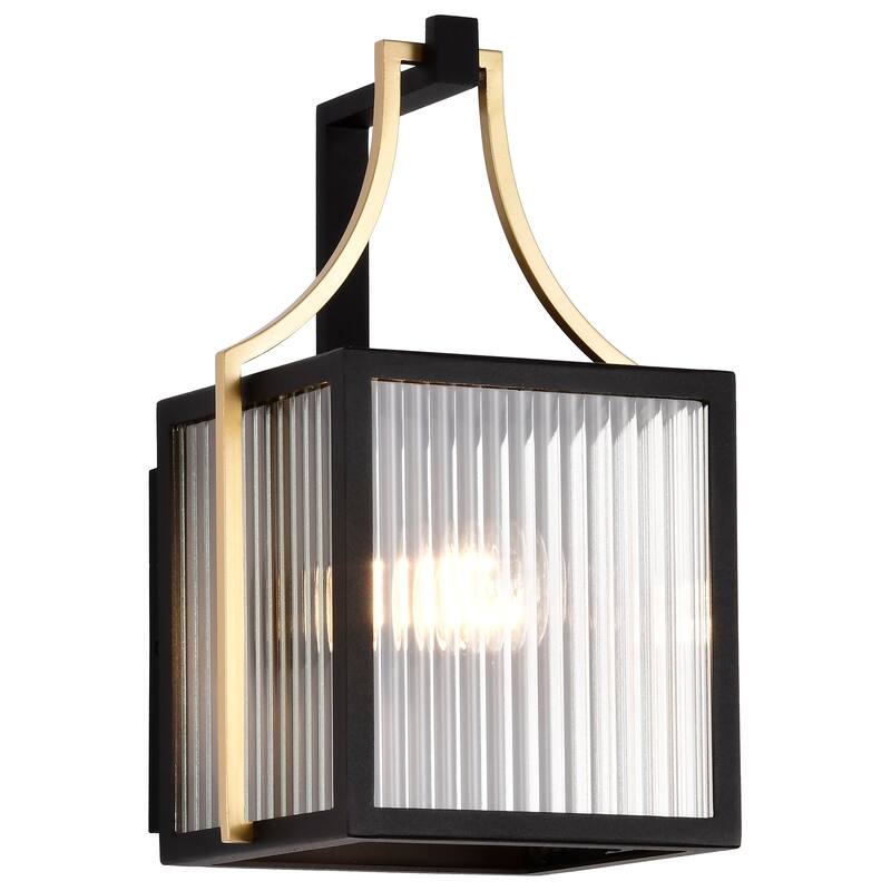 Holden Small Outdoor Lantern Gold and Black Finish Clear Glass - Black / Gold