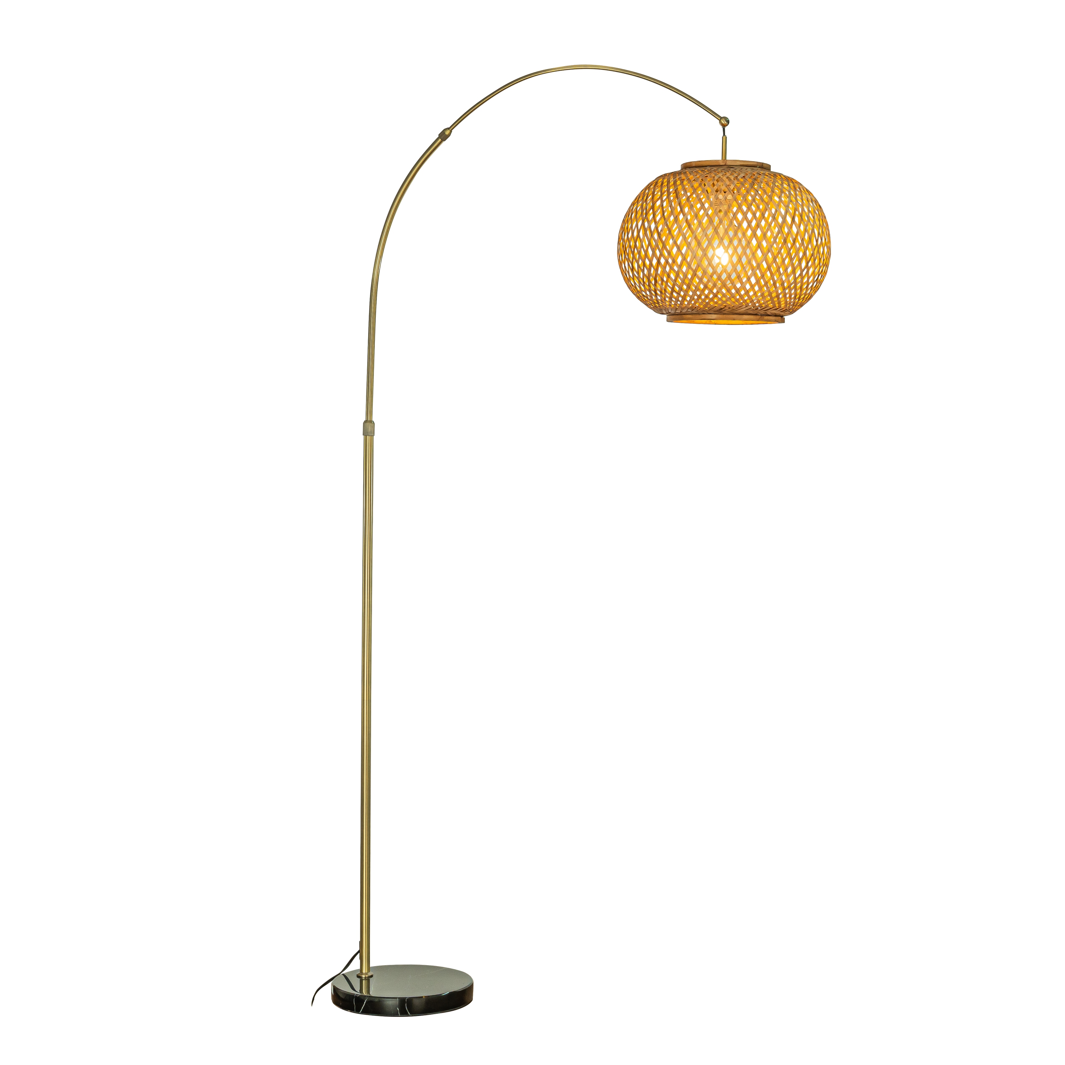 1 Light 75 Arc Floor Lamp with Hand woven Bamboo Shade On Sale Bed Bath Beyond 37213827