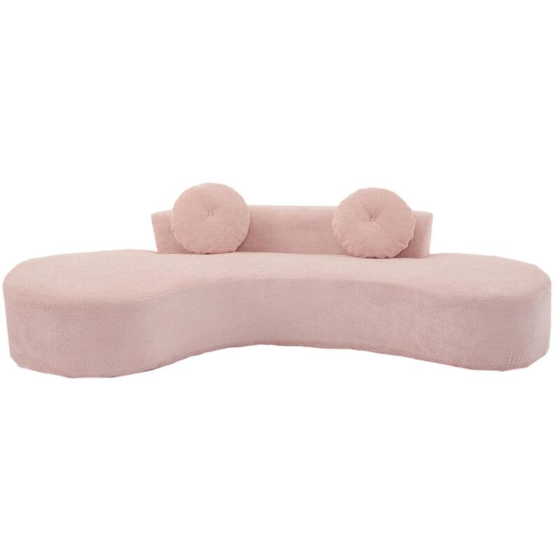 105.5" Curved Sofa, Modern Living Room Upholstered Sofa with 2 Throw Pillows, Leisure Cloud Couch for Apartment, Office