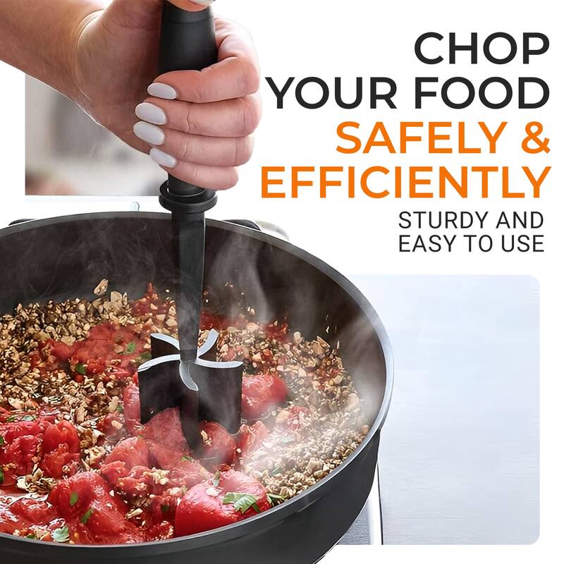Cheer Collection Heat Resistant Nylon Meat Chopper and Masher with Five Blade Design