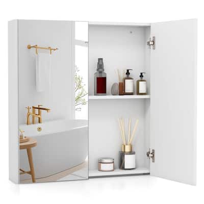 Costway 24.5" x 42.5" Bathroom Wall Cabinet with Double Mirrored Doors