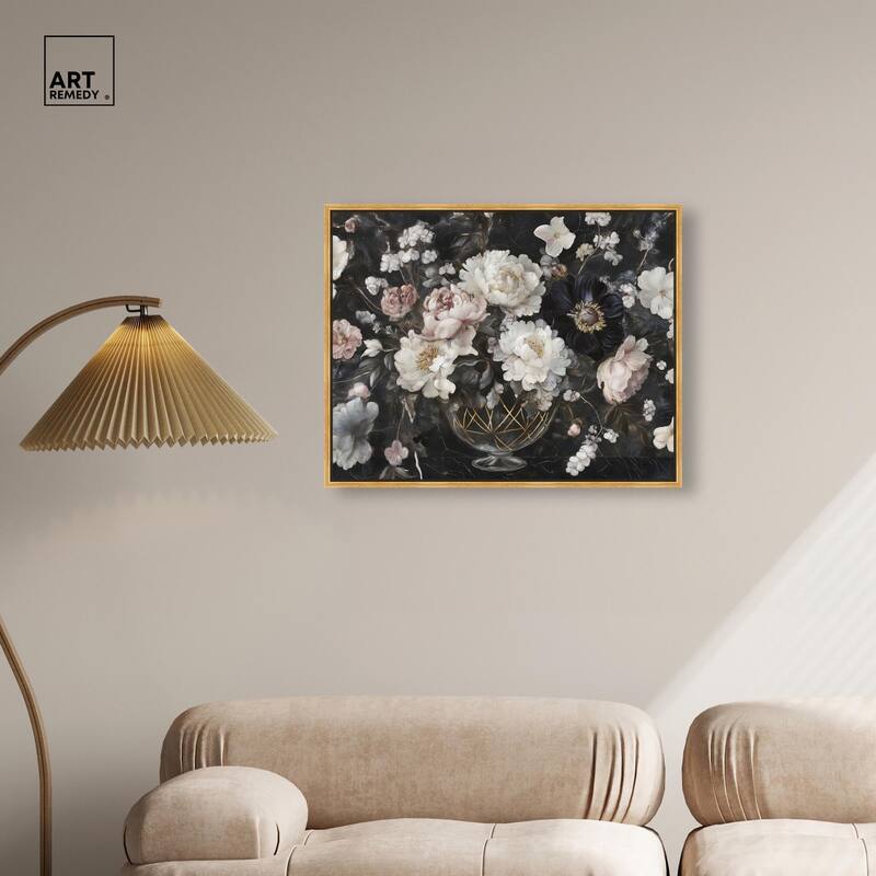 Peonies in Glass Vase Canvas by Art Remedy