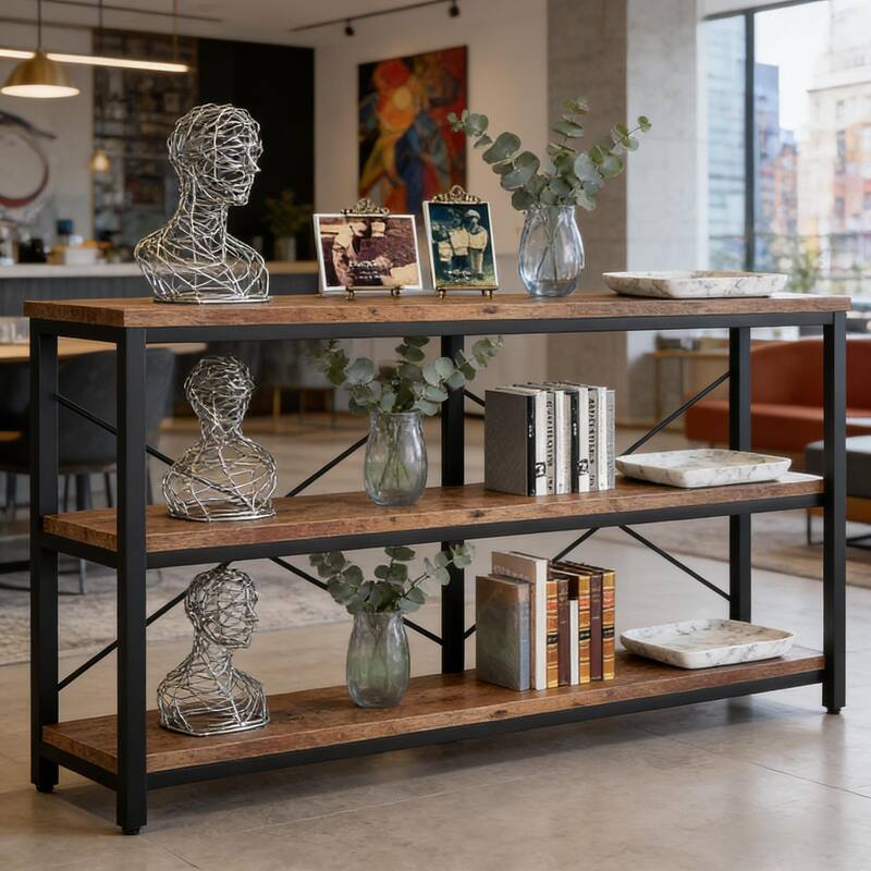 Console Table, 3-Tier Hall Storage Shelf, Sofa Table