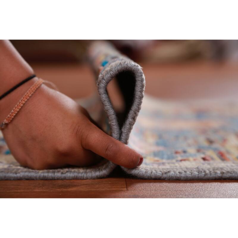 Hand Knotted Oriental 100% Wool Carpet Transitional Floral Multi-Colored Oushak Runner Rug - 19' 4'' X 2' 5''