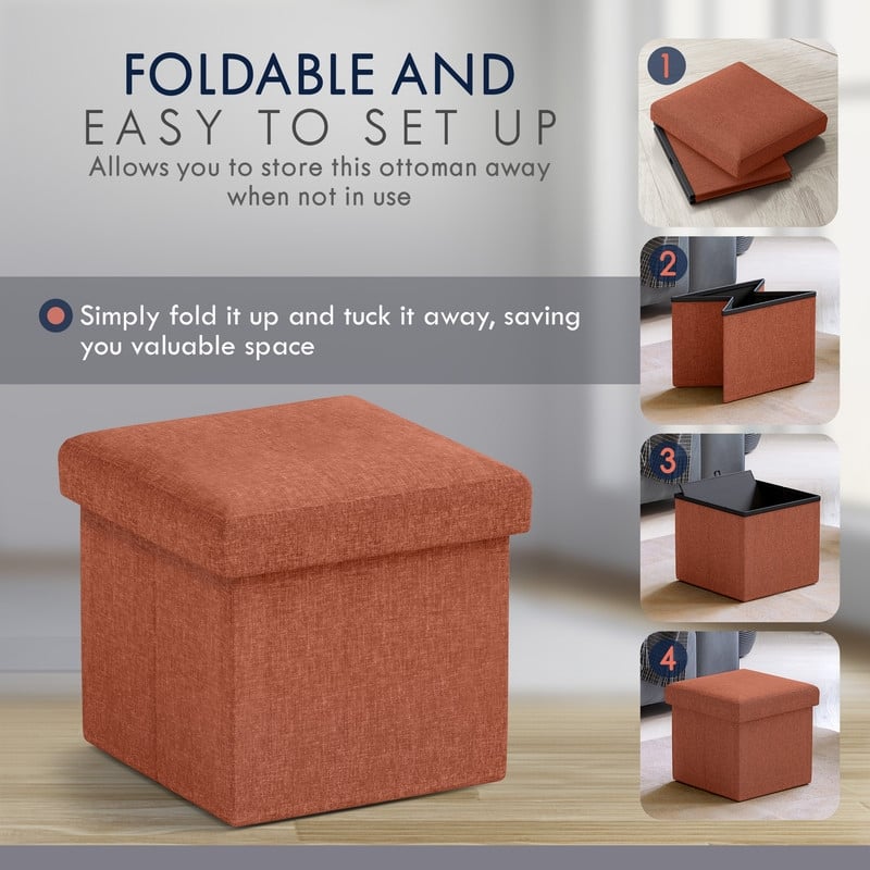 Small Foldable Square Storage Ottoman Cube