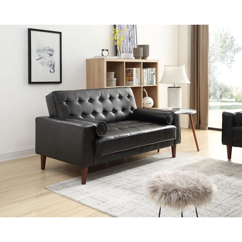 Andrews Faux Leather Loveseat Bed - Black