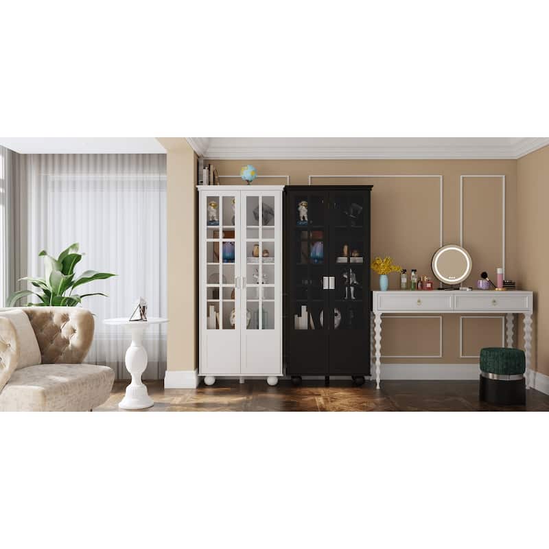 Storage Cabinet Multifunctional Storage Closet with Doors White/Black - 31.5"W x 72.3"H
