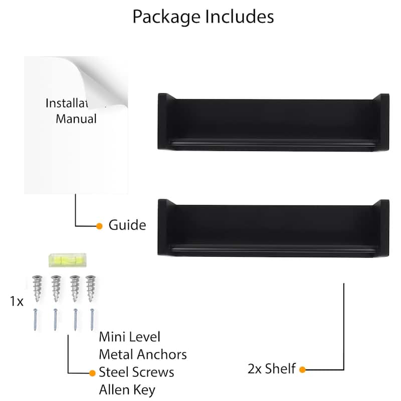 Wallniture Utah Wood Wall Shelves for Book and Toy Storage (Set of 2)