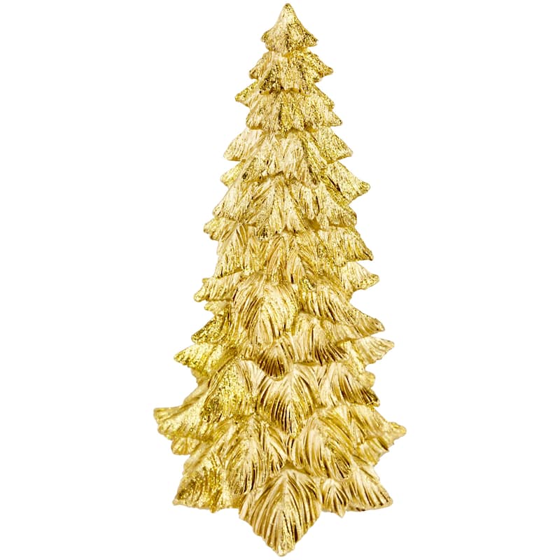 Metallic Woodland Layered Christmas Tree Decoration - 9.5" - Gold Finish