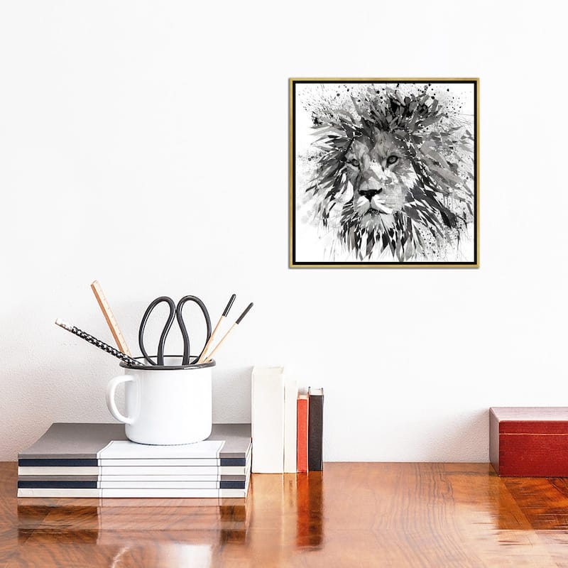 iCanvas "Lion Black And White" by Katia Skye Framed