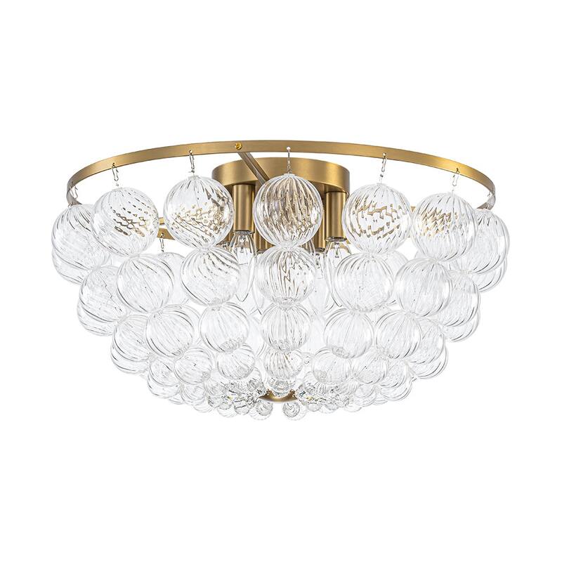 Glam 6-Light Twisted Glass Globe String Flush Mount - 19.7in