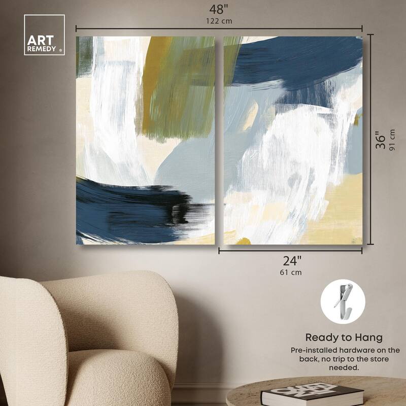 Textured Greens II Canvas Set of 2 by Art Remedy, Gallery Wrapped