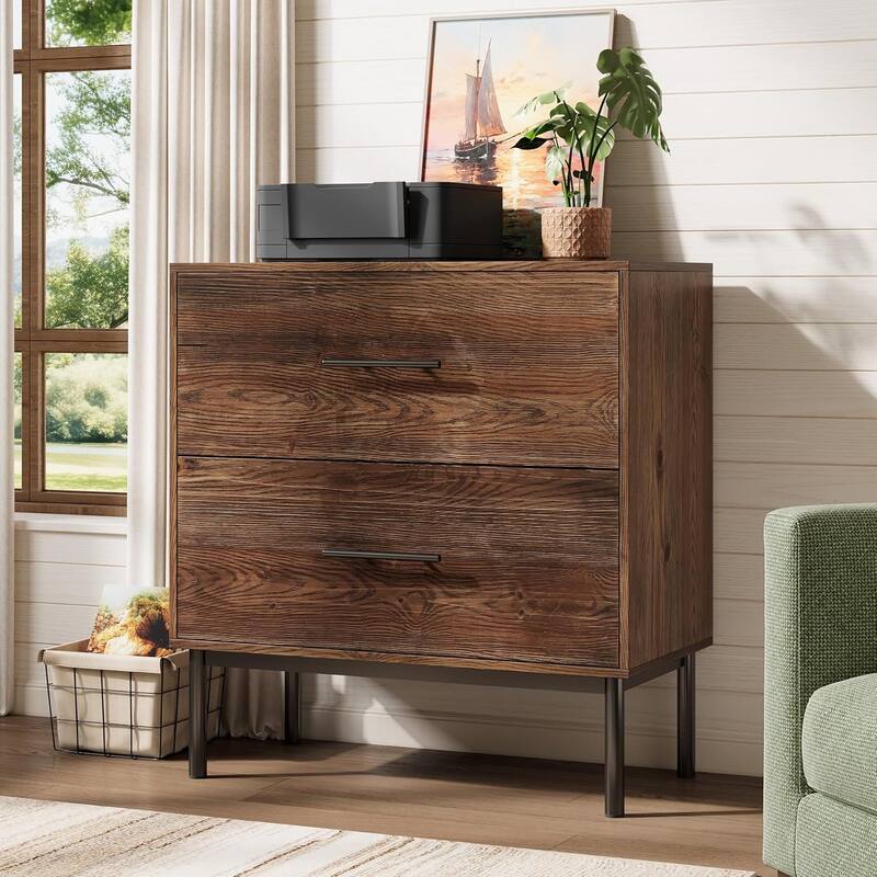 31.5" Solid Wood Lateral Filing Cabinet, File Cabinet with Drawers - 31.5" W x 15.75" D x 33.46" H