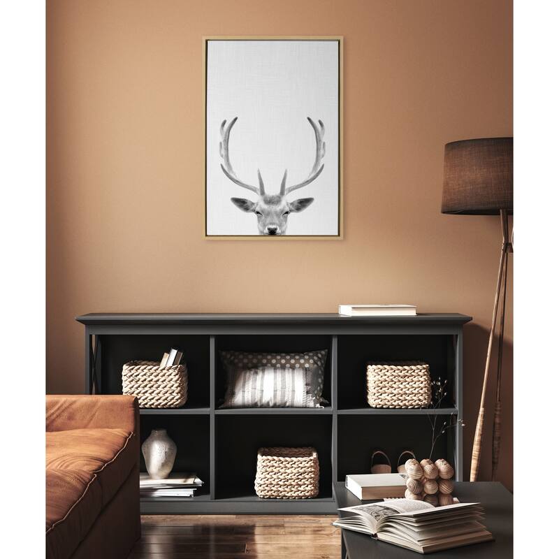 Kate and Laurel Sylvie Deer Portrait Framed Canvas by Simon Te Tai