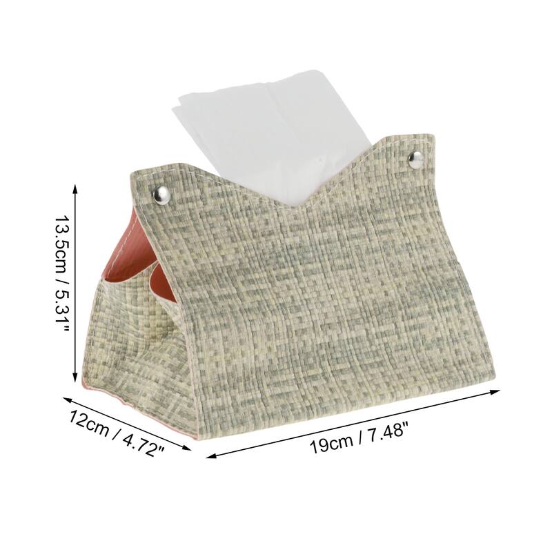 1Pcs Durable Woven Pattern Tissue Box Cover for Living Room Table Desk - Light Green