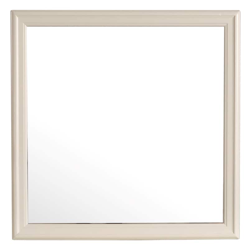 Wooden Framed Square Dresser Wall Mirror - 38" - Beige