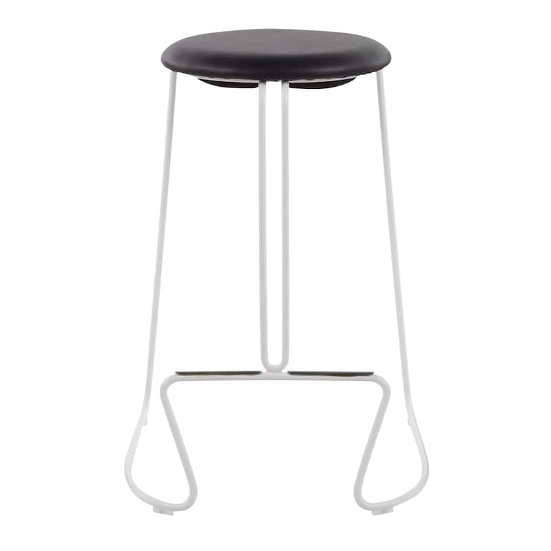 Finn Counter Stool in White Steel and Charcoall Fabric - Set of 2 - 19.5"Lx18"Wx25.75"H