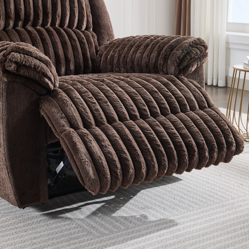 Power Reclining Chair Fabric Two Tones with USB and Padded Seats
