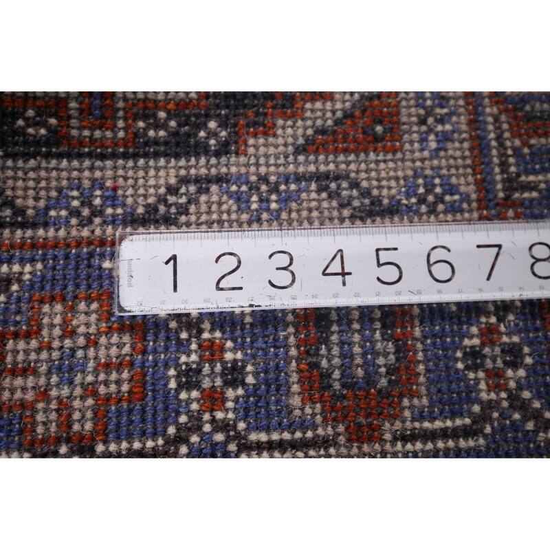 Orange Geometric Viss Indian Area Rug Hand-Knotted Wool Carpet - 4'0"x 6'3"