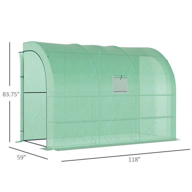 10x5x7 Foot Walk-In Greenhouse with PE Cover, 2 Roll-Up Doors, Windows, and 3 Wire Shelves