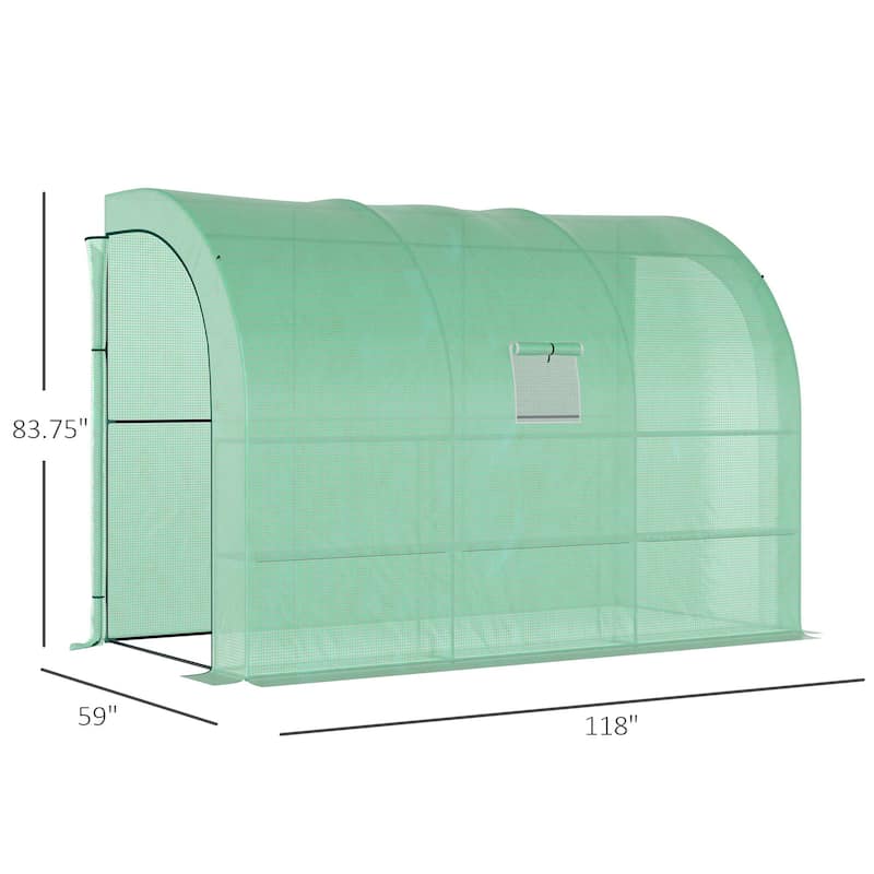 Outsunny 10' x 5' x 7' Outdoor Walk-In Greenhouse, Plant Nursery with Zippered Doors, PE Cover and 3-Tier Shelves