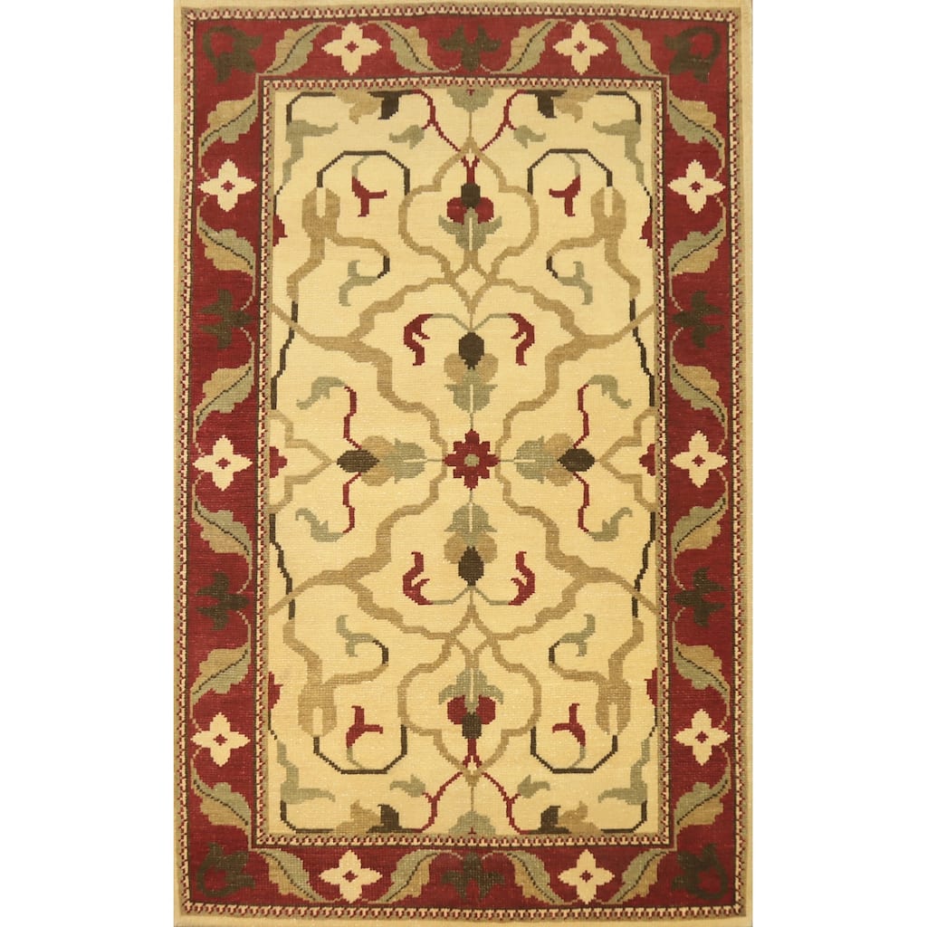 Handmade Floral Indian Area Rug 6x9 - 9' 2'' X 5' 7''