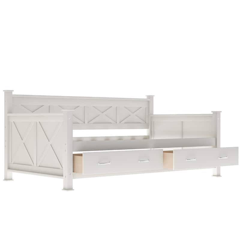 Rustic Twin Pine Daybed with Drawers
