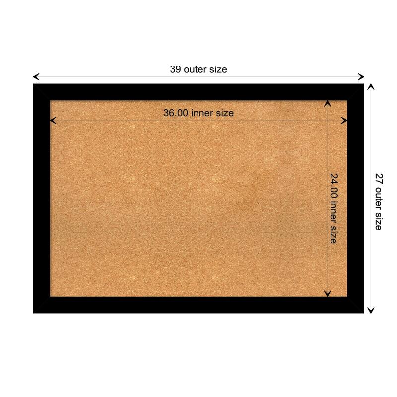 Brushed Framed Natural Corkboard Bulletin Board - Brushed Black - Board Size 36x24