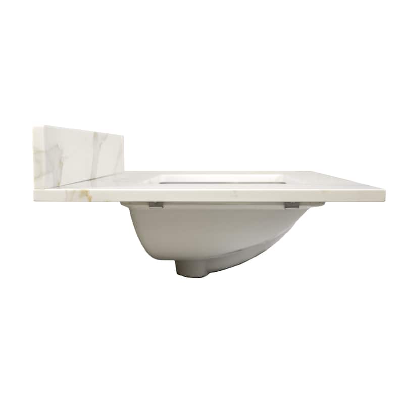 Calesco Calacatta Quartz Bathroom Vanity Top with Sink and Backsplash