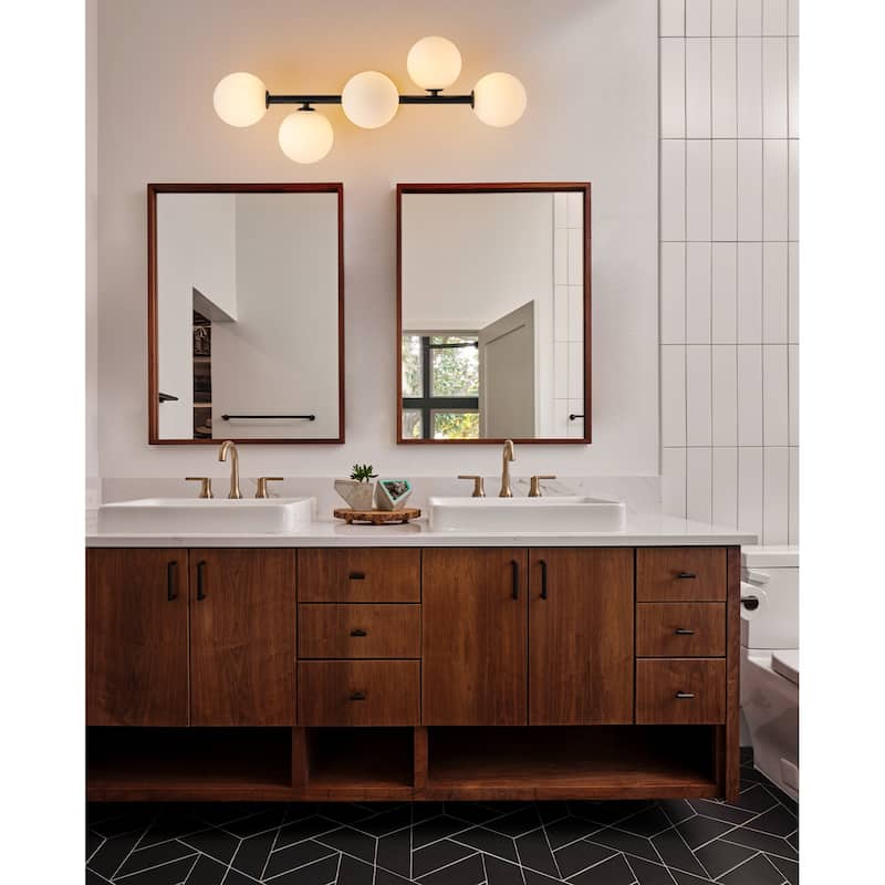 5-Light Dimmable Semi Flush Mount Ceiling Light with Globe Opal Shade - W26.38"