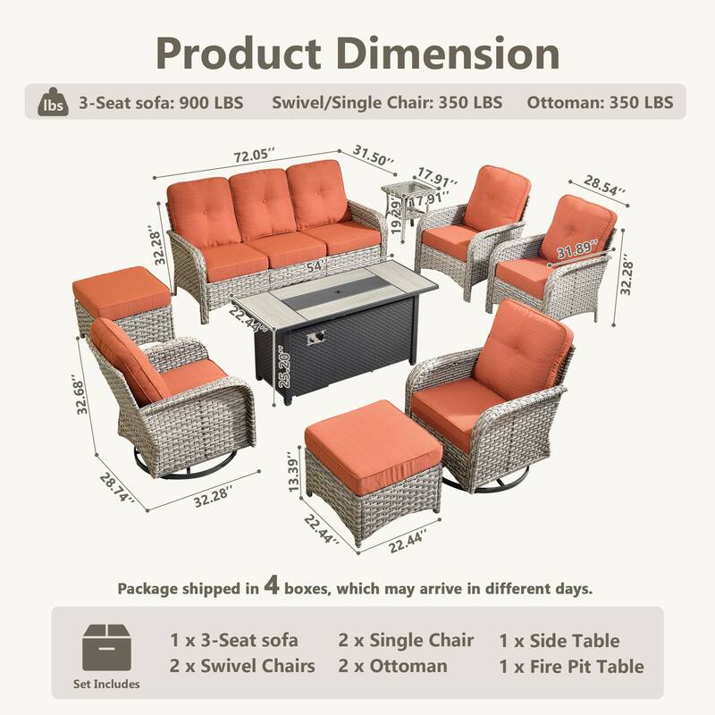 XIZZI 9-Piece Outdoor Patio Furniture Wicker Swivel Chairs Set