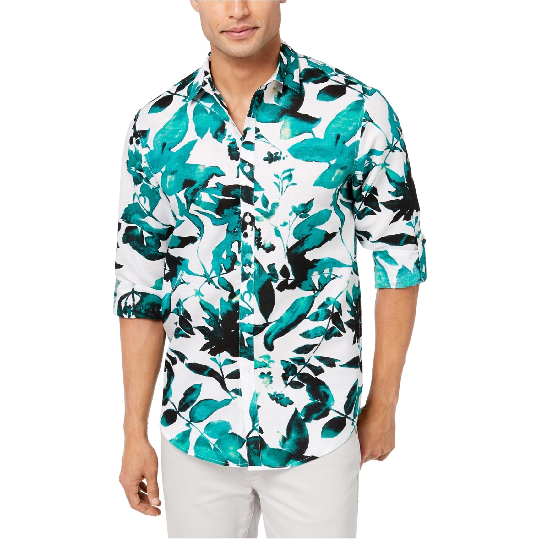 Shop I N C Mens Abstract Floral Button Up Shirt Overstock 29386195