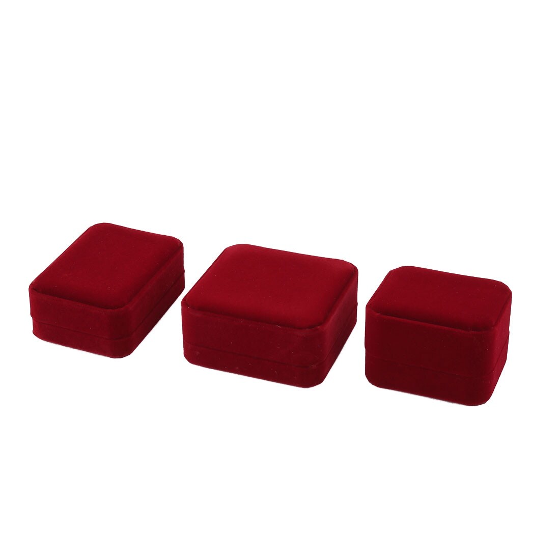 Wedding Velvet Sundries Jewelry Necklace Bracelet Storage Box Dark Red 3 in 1 