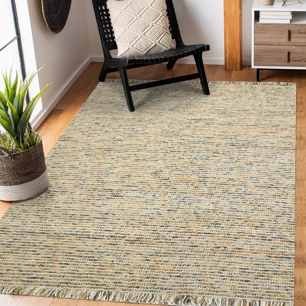 Cableknit Casual Hand-Woven Wool and Cotton Area Rug