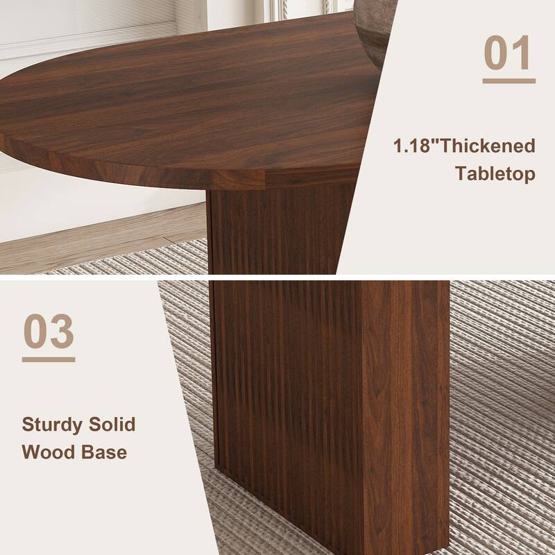 Oval Dining Table for 6, Kitchen Table with Wood Tabletop, Waterproof Meeting Table Home Office Table