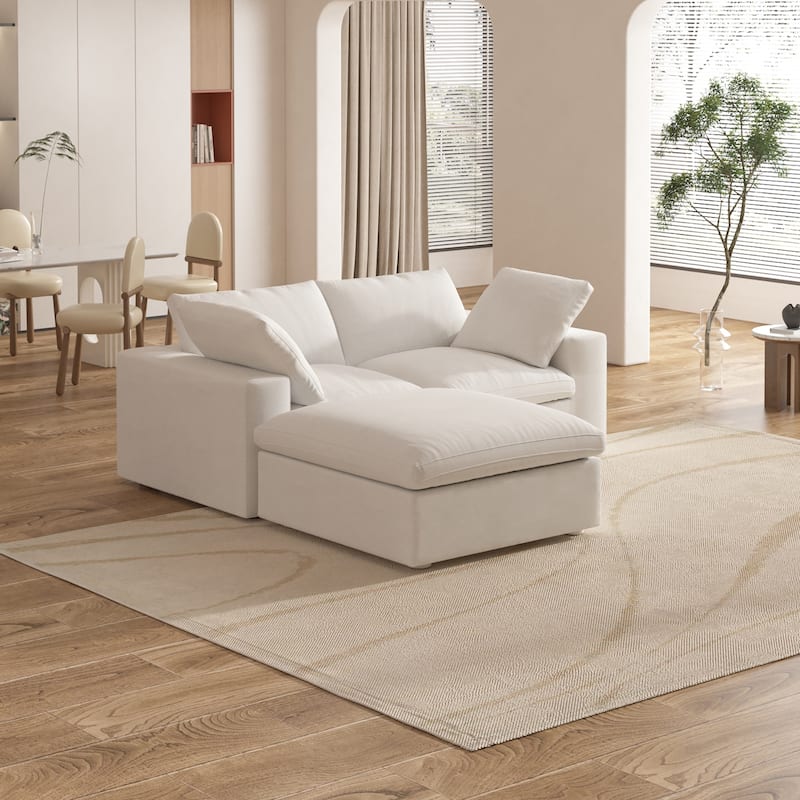 Oversize Down Filled Sectional Sofa,Love Seat Couch with Ottoman