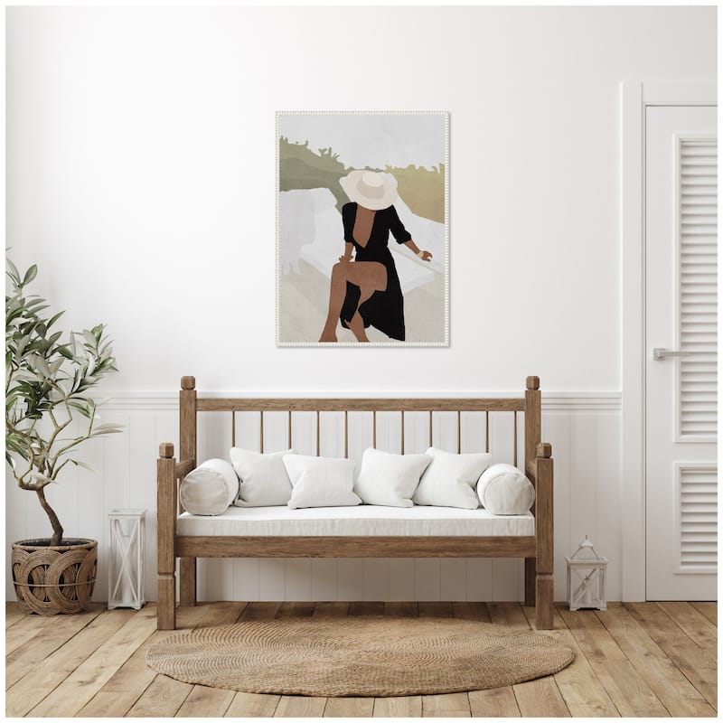 Kate and Laurel Sylvie Elegant Woman in Hat Framed Canvas by July Art Prints